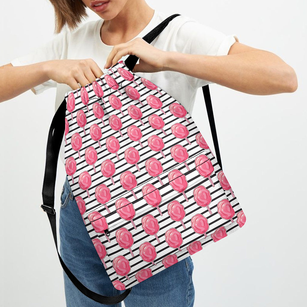Cotton Candy Striped Pattern Print Drawstring Backpack
