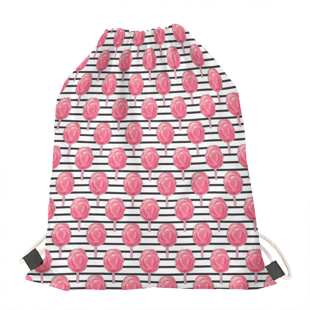 Cotton Candy Striped Pattern Print Drawstring Bag