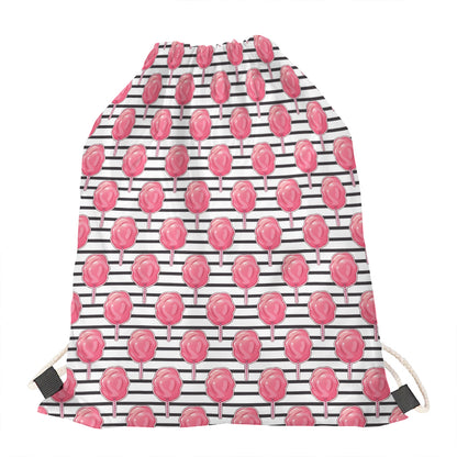 Cotton Candy Striped Pattern Print Drawstring Bag