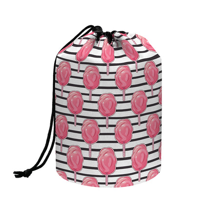 Cotton Candy Striped Pattern Print Drawstring Makeup Bag