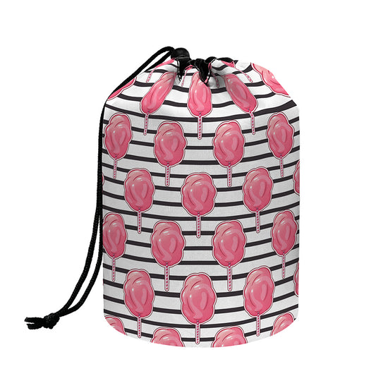 Cotton Candy Striped Pattern Print Drawstring Makeup Bag