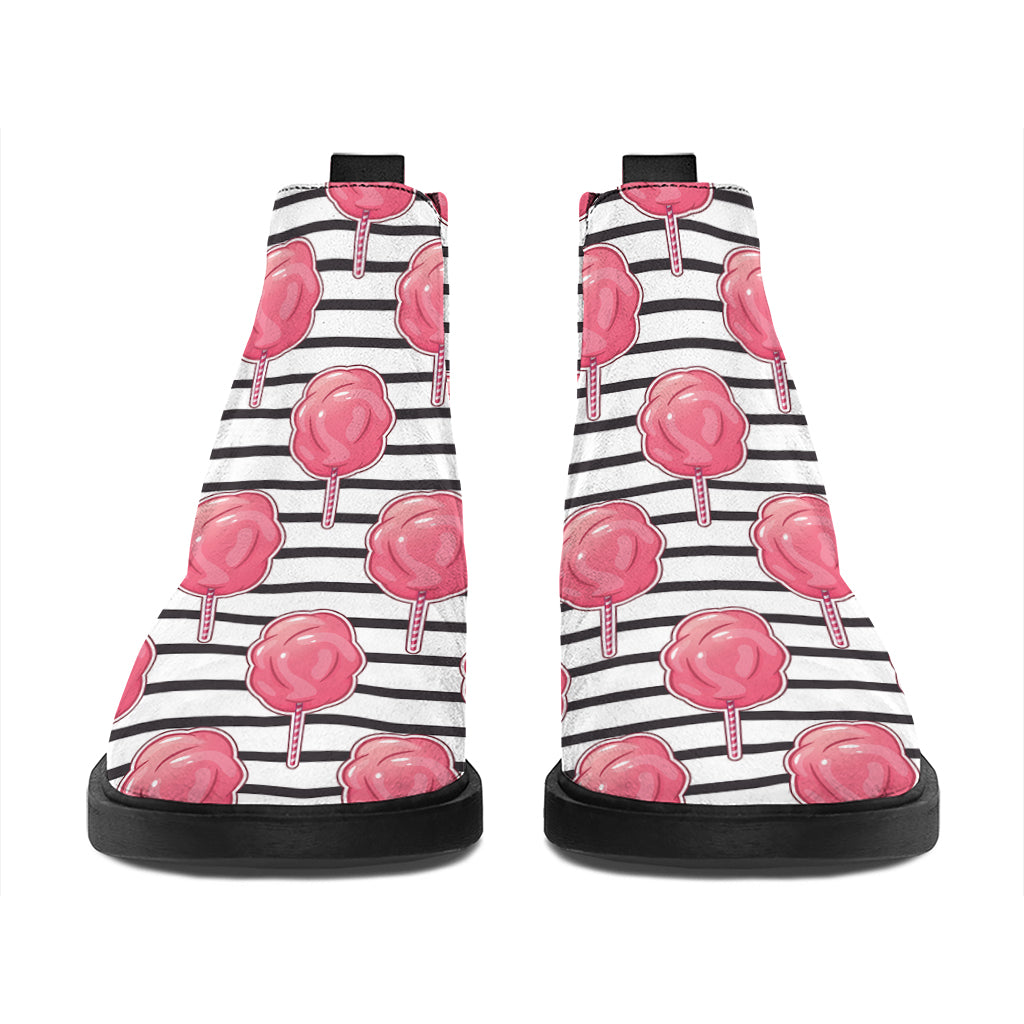 Cotton Candy Striped Pattern Print Flat Ankle Boots
