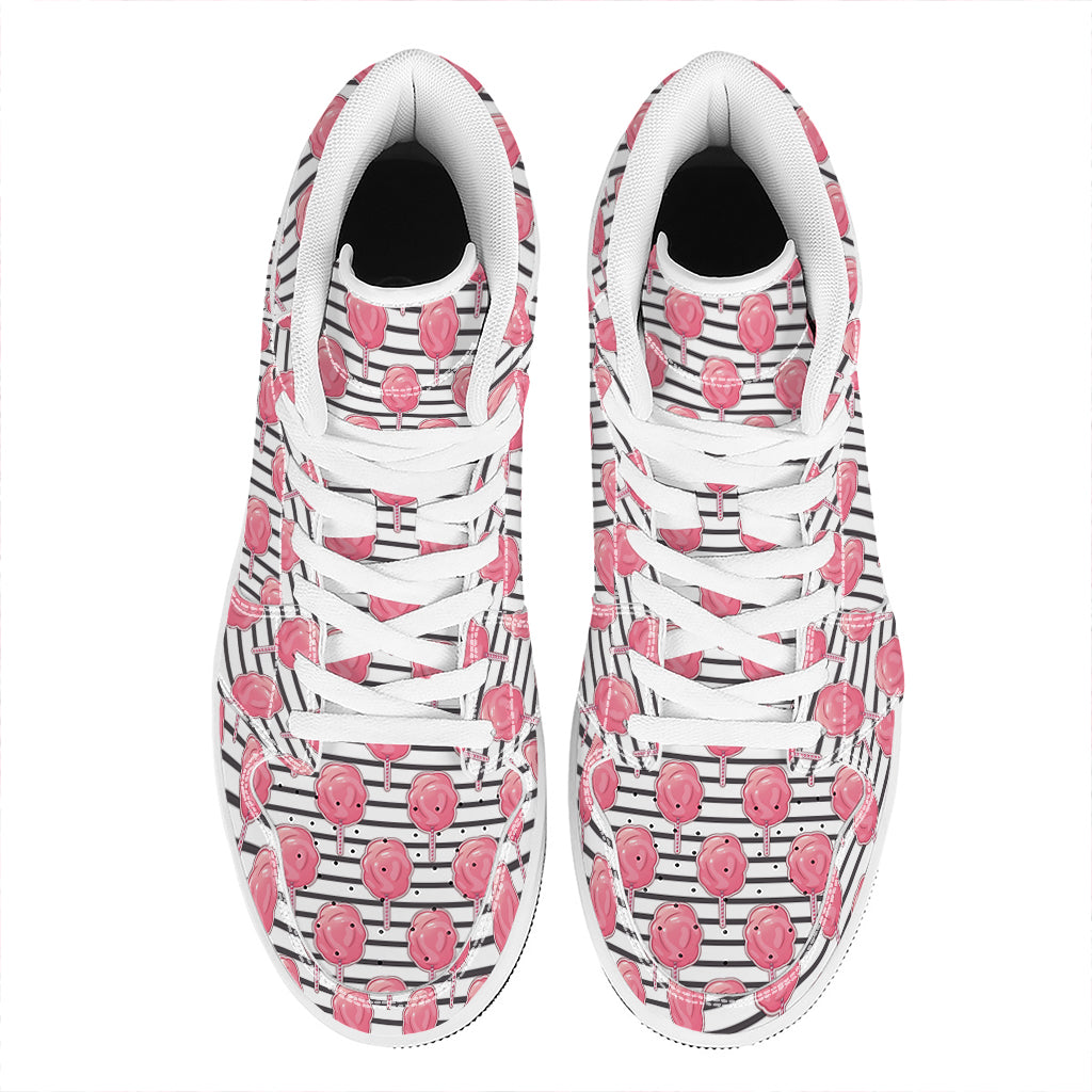 Cotton Candy Striped Pattern Print High Top Leather Sneakers