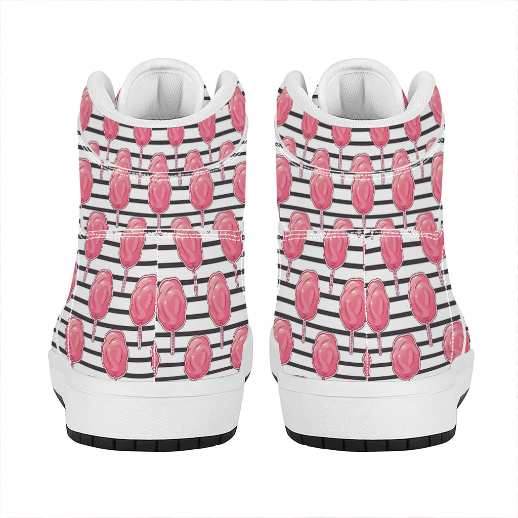 Cotton Candy Striped Pattern Print High Top Leather Sneakers