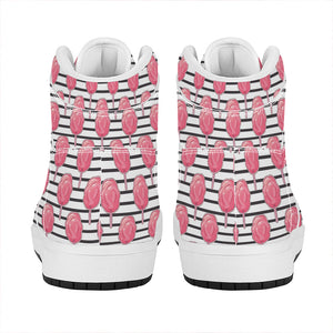 Cotton Candy Striped Pattern Print High Top Leather Sneakers