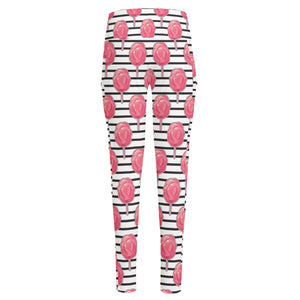 Cotton Candy Striped Pattern Print High-Waisted Pocket Leggings