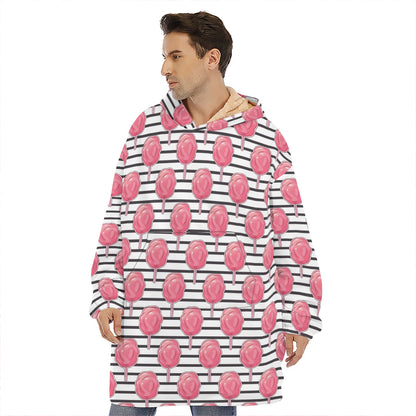 Cotton Candy Striped Pattern Print Hoodie Blanket