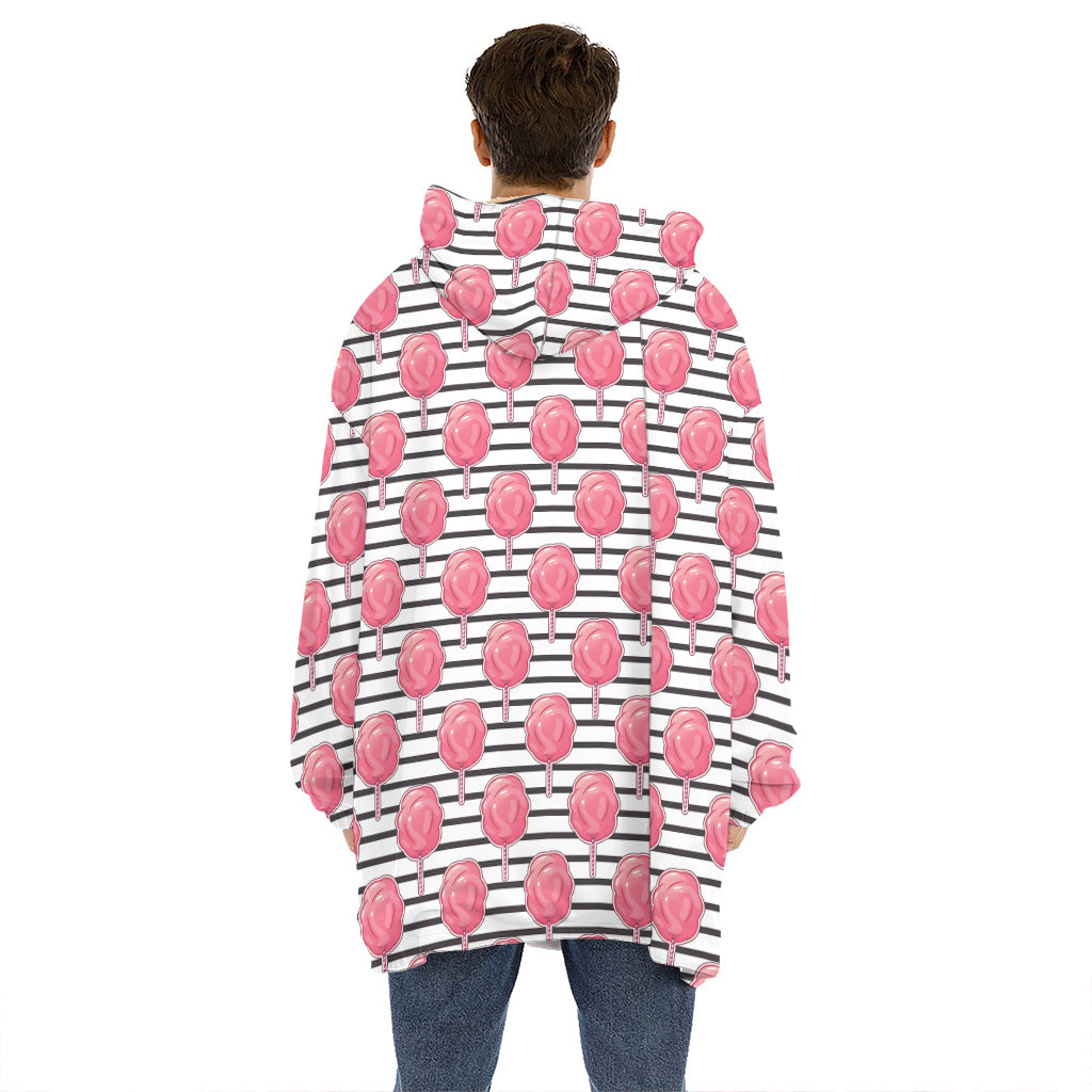 Cotton Candy Striped Pattern Print Hoodie Blanket