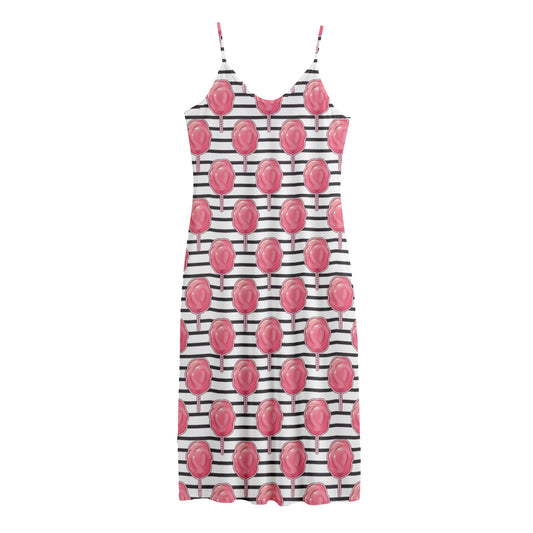 Cotton Candy Striped Pattern Print Jersey Midi Cami Dress