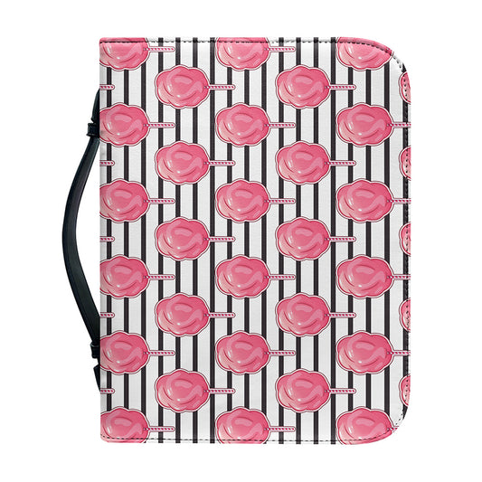 Cotton Candy Striped Pattern Print Leather Bible Cover