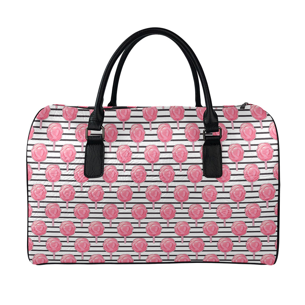 Cotton Candy Striped Pattern Print Leather Duffle Bag