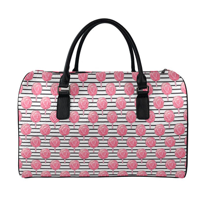 Cotton Candy Striped Pattern Print Leather Duffle Bag