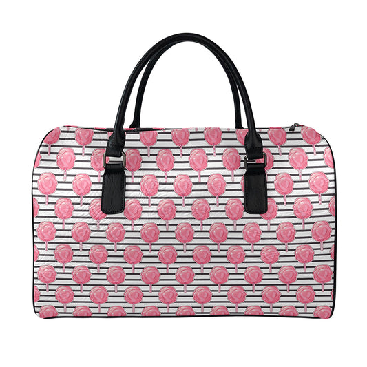 Cotton Candy Striped Pattern Print Leather Duffle Bag
