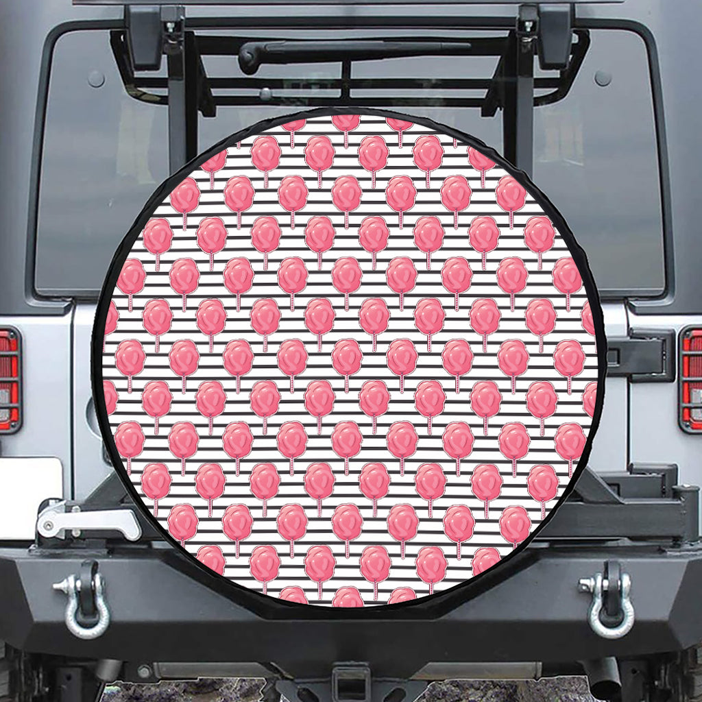 Cotton Candy Striped Pattern Print Leather Spare Tire Cover