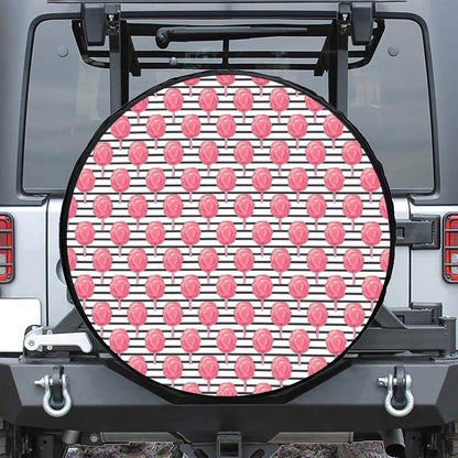Cotton Candy Striped Pattern Print Leather Spare Tire Cover