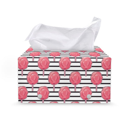 Cotton Candy Striped Pattern Print Leather Tissue Box Cover