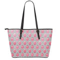 Cotton Candy Striped Pattern Print Leather Tote Bag With Zipper
