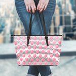 Cotton Candy Striped Pattern Print Leather Tote Bag