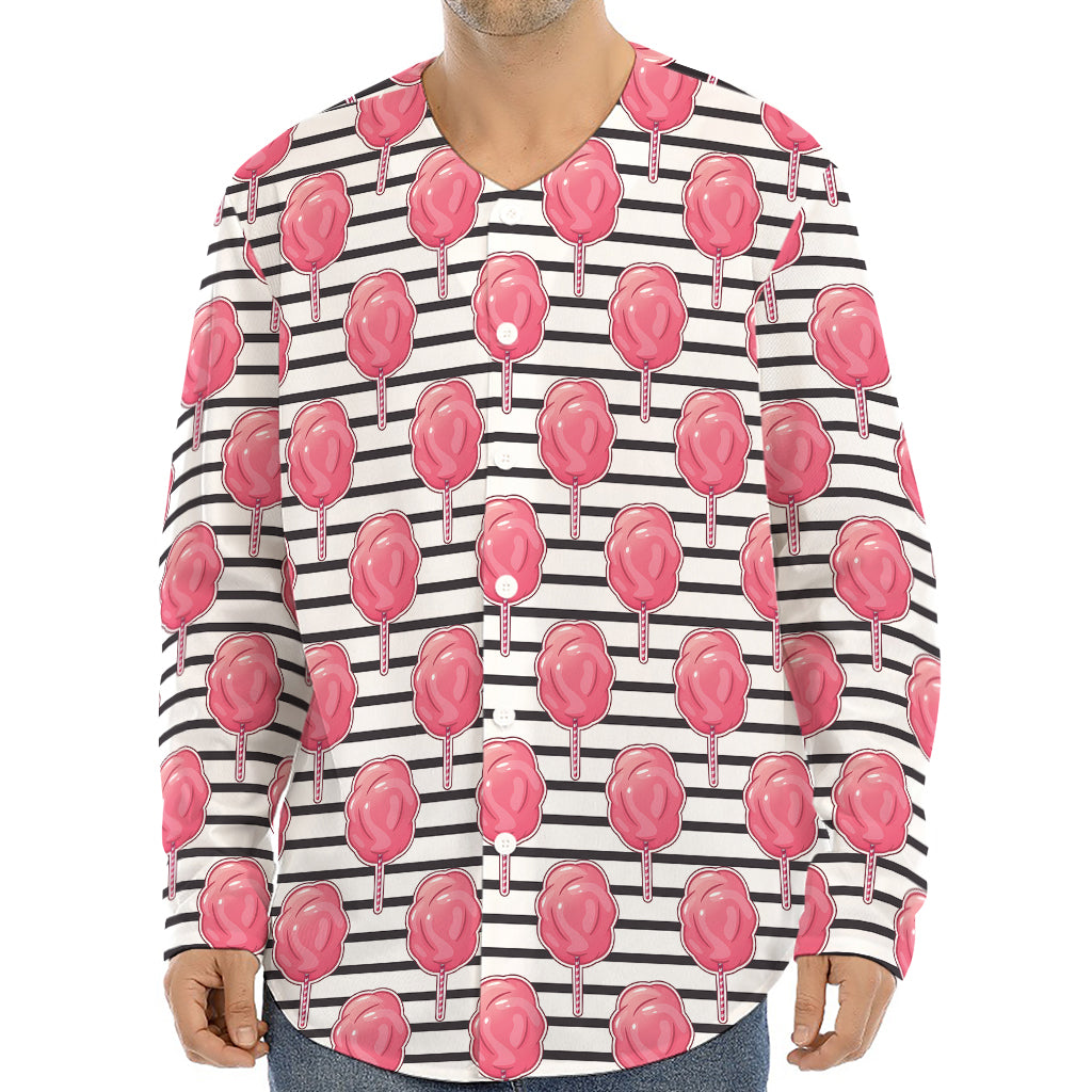 Cotton Candy Striped Pattern Print Long Sleeve Baseball Jersey