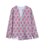 Cotton Candy Striped Pattern Print Long Sleeve Short Coat