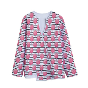 Cotton Candy Striped Pattern Print Long Sleeve Short Coat