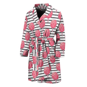 Cotton Candy Striped Pattern Print Men's Bathrobe