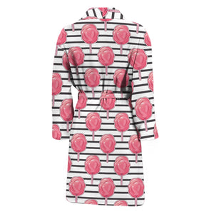 Cotton Candy Striped Pattern Print Men's Bathrobe