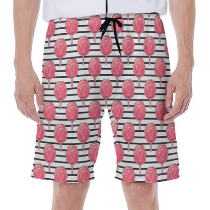 Cotton Candy Striped Pattern Print Men's Beach Shorts