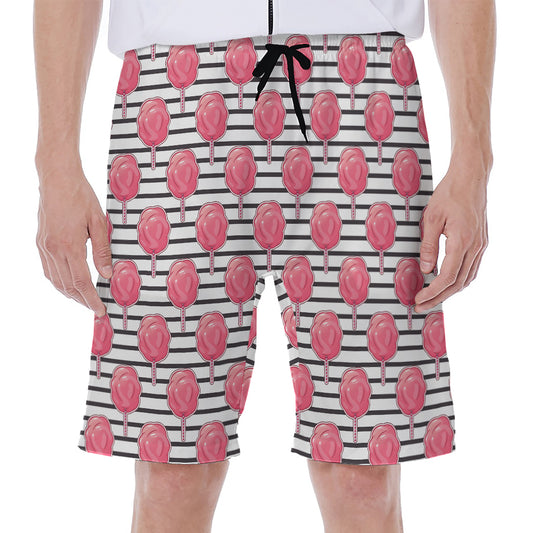 Cotton Candy Striped Pattern Print Men's Beach Shorts