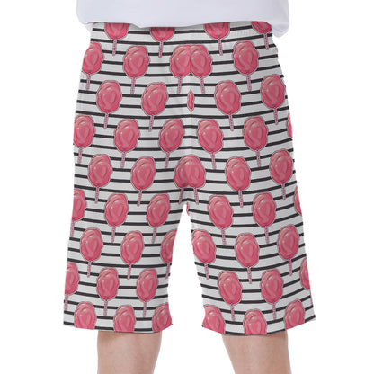 Cotton Candy Striped Pattern Print Men's Beach Shorts