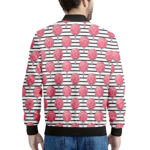 Cotton Candy Striped Pattern Print Men's Bomber Jacket