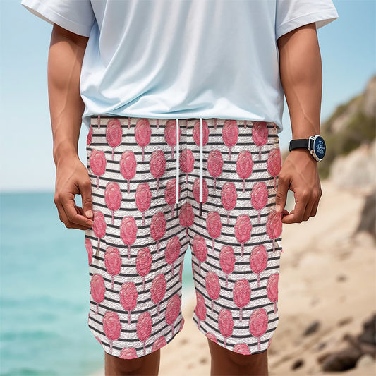 Cotton Candy Striped Pattern Print Men's Cargo Shorts