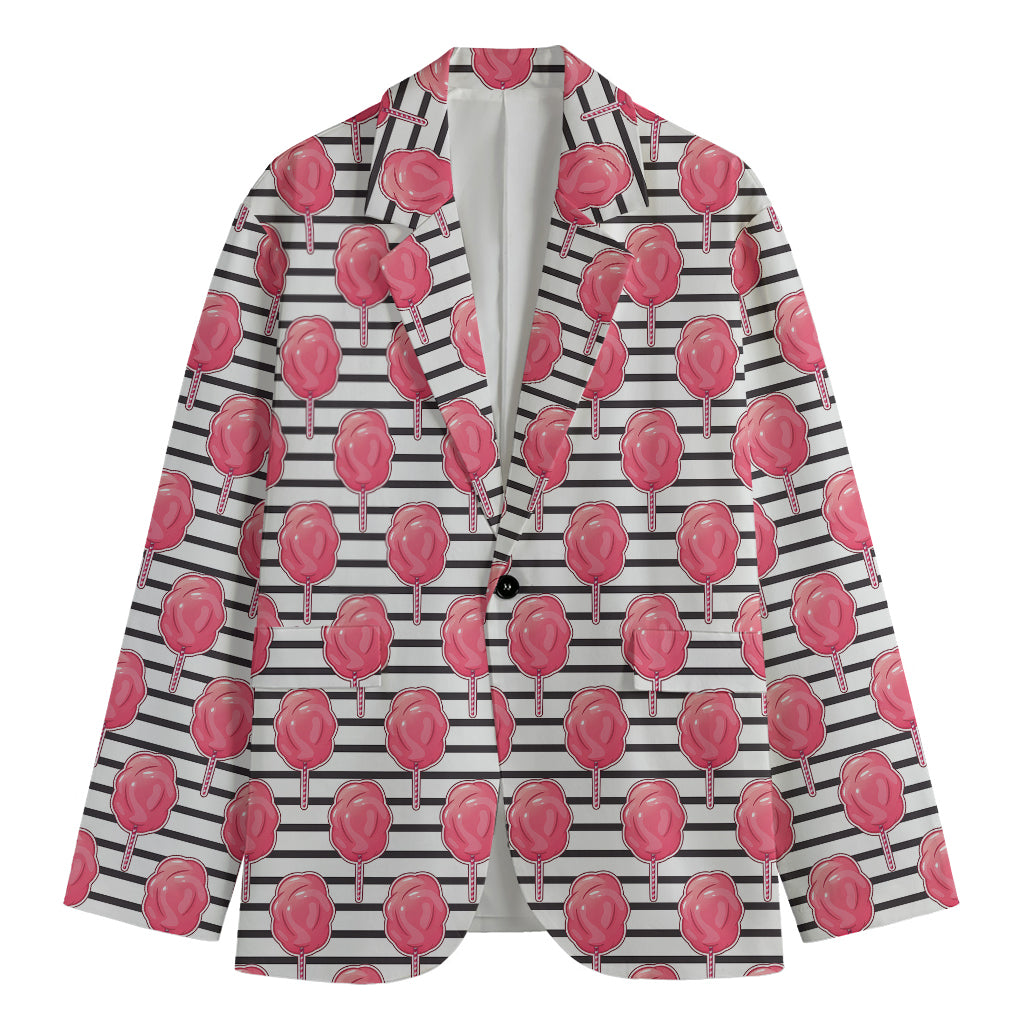 Cotton Candy Striped Pattern Print Men's Cotton Blazer