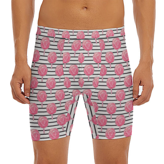 Cotton Candy Striped Pattern Print Men's Long Boxer Briefs