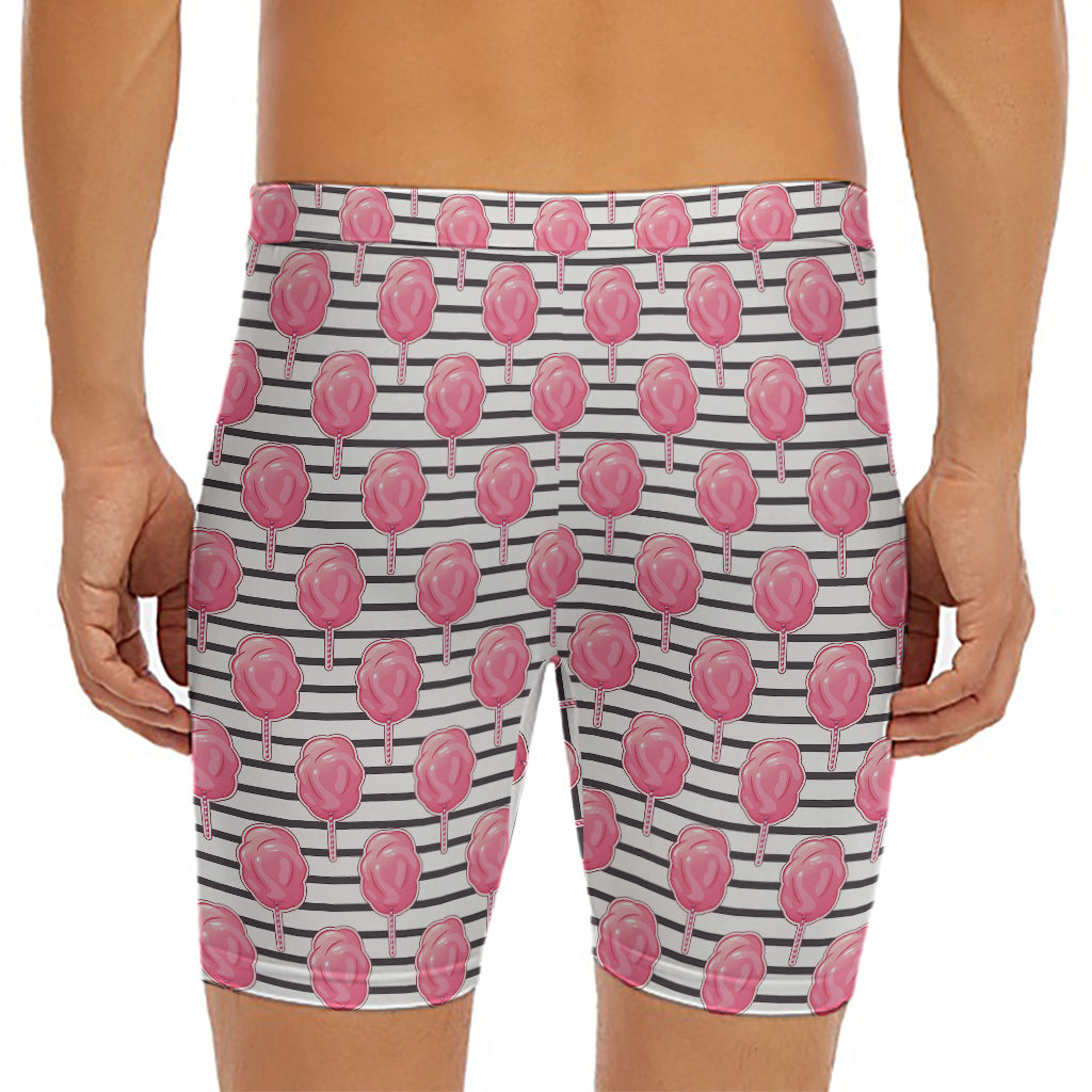 Cotton Candy Striped Pattern Print Men's Long Boxer Briefs