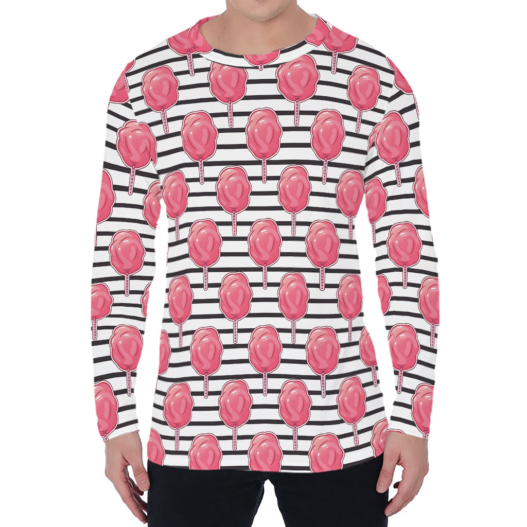 Cotton Candy Striped Pattern Print Men's Long Sleeve T-Shirt
