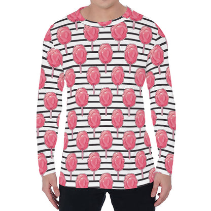 Cotton Candy Striped Pattern Print Men's Long Sleeve T-Shirt