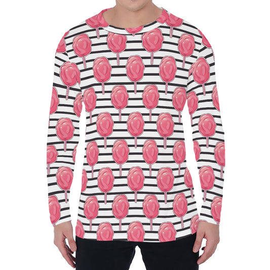 Cotton Candy Striped Pattern Print Men's Long Sleeve T-Shirt