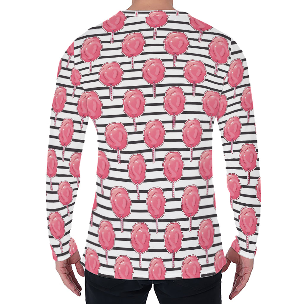 Cotton Candy Striped Pattern Print Men's Long Sleeve T-Shirt