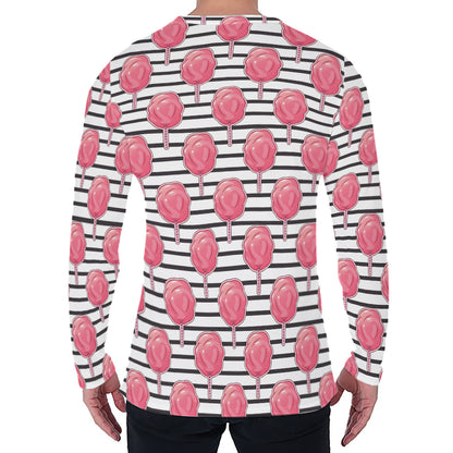 Cotton Candy Striped Pattern Print Men's Long Sleeve T-Shirt