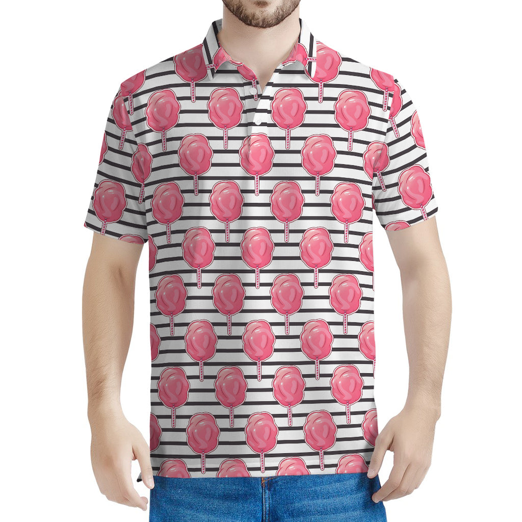 Cotton Candy Striped Pattern Print Men's Polo Shirt