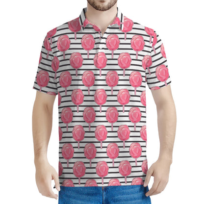Cotton Candy Striped Pattern Print Men's Polo Shirt