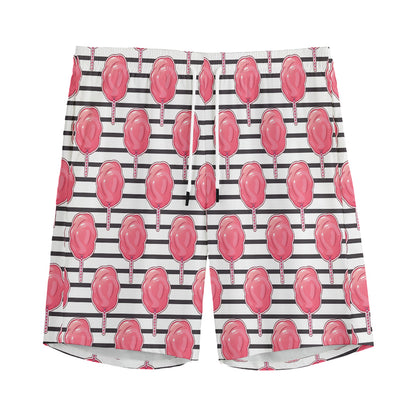 Cotton Candy Striped Pattern Print Men's Sports Shorts