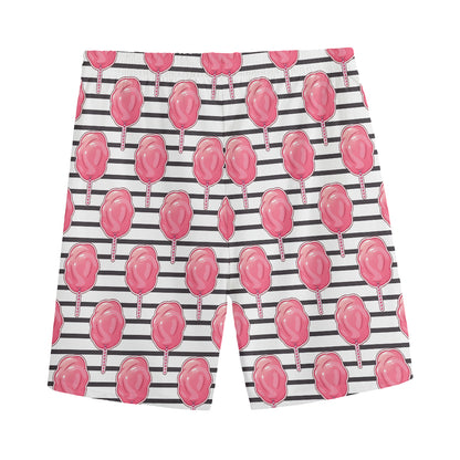 Cotton Candy Striped Pattern Print Men's Sports Shorts