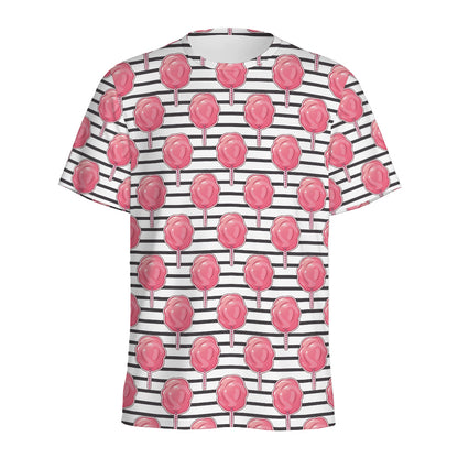 Cotton Candy Striped Pattern Print Men's Sports T-Shirt