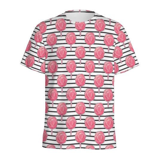 Cotton Candy Striped Pattern Print Men's Sports T-Shirt
