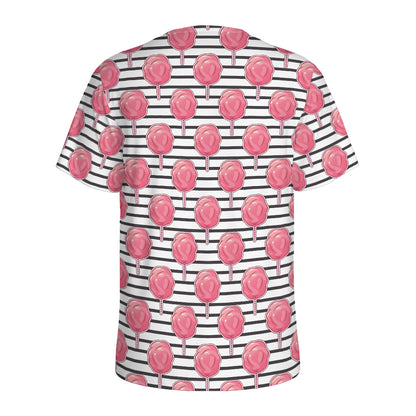 Cotton Candy Striped Pattern Print Men's Sports T-Shirt