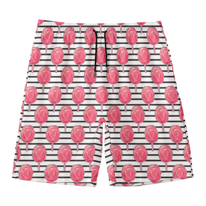 Cotton Candy Striped Pattern Print Men's Swim Trunks