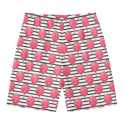 Cotton Candy Striped Pattern Print Men's Swim Trunks