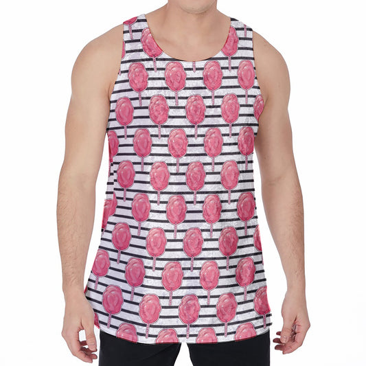 Cotton Candy Striped Pattern Print Men's Velvet Tank Top